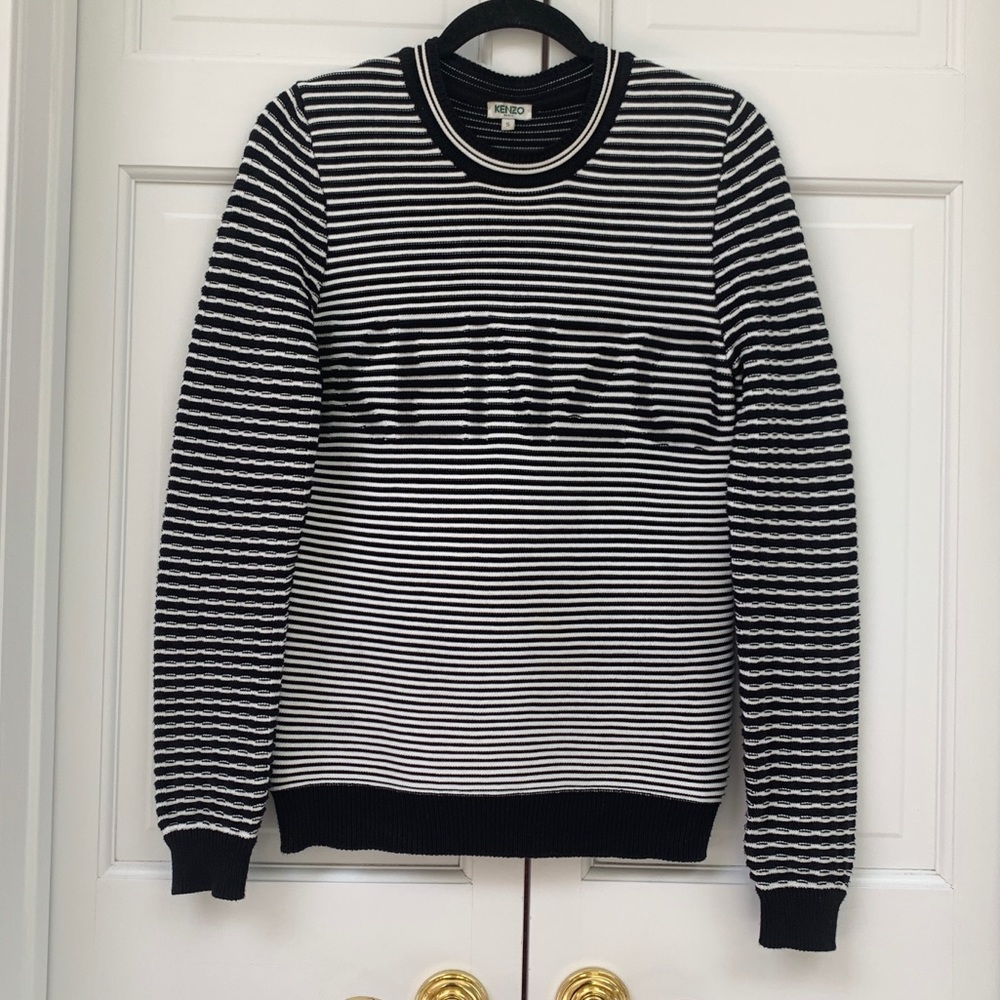 Kenzo Black and White Striped Knit Sweater